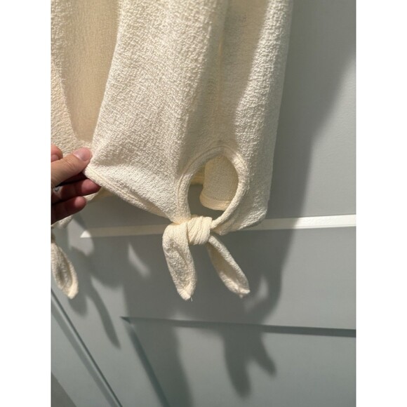 Madewell Women’s Ivory Short Sleeve Textured & Thread Modern Side-Tie Top Sz L - Picture 6 of 7